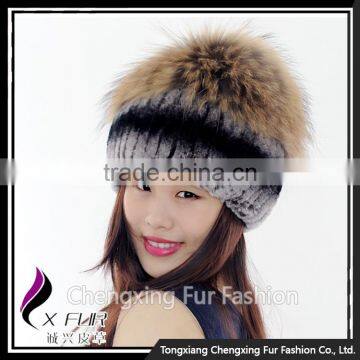 CX-C-244A Ladies Fashion Factory Direct Sale Knitted Rex Rabbit Fur Hat photo-5