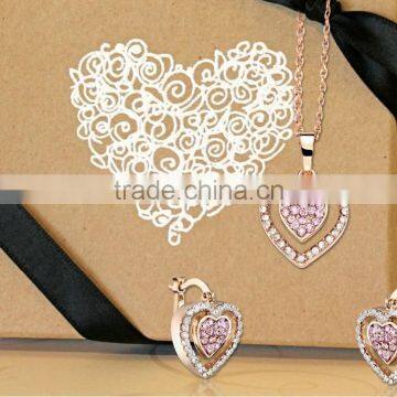 Heart with CZ studded Designer Rose Gold Plated Pendantset