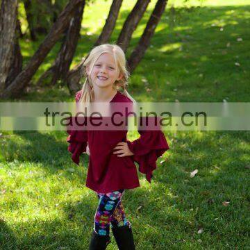 New design kids trendy children clothing red ruffle long sleeve dress