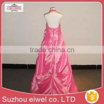 Sleeveless Pink Halter Flower Girl Dress for 9 Years Girl photo-2