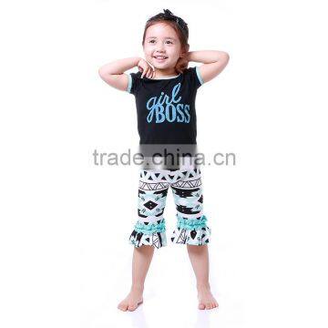 Kids Girls' black top and ruffle pants outfit