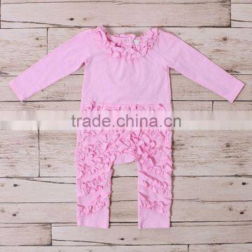 2016 wholesale sweetheart cute spring autumn longsleeve pink ruffles newbron baby romper baby girls jumpsuits