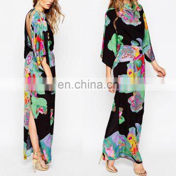 Top Sell High Quality Floral Printed Kaftan Dress