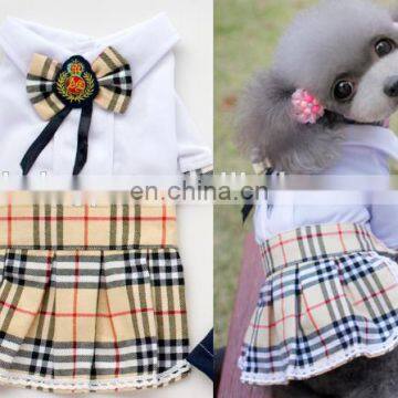 2015 British style striped grid dog skirt/ pants for dog clothes