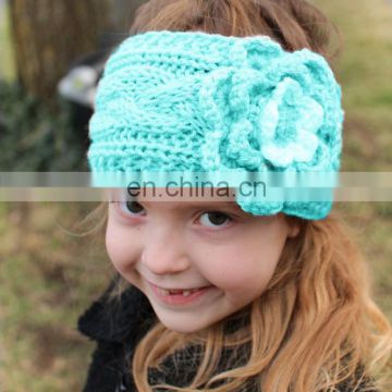 Winter new fashion knitted camellia twist braided baby warm hairband children kids hair accessories