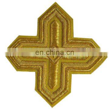 church Hand Embroidery cross Bullion wire Badges