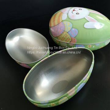 Customized Festival Easter Egg Shape Tin Box / Oval Gift Tin