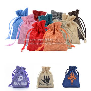 wholesale custom printing small cotton jewelry pouch woven jewelry bag with custom logo