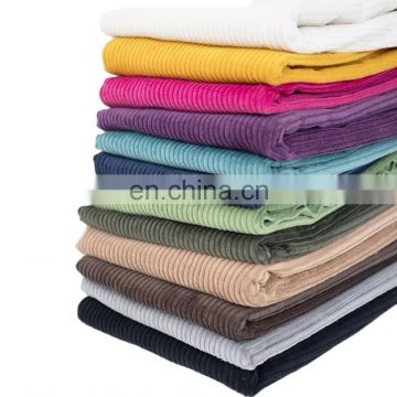 wholesale woven plain style 11 Wale none elasticity Corduroy 100% polyester fabric for Pants, dresses, coats