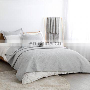 Lightweight 3 Pcs Full Size Solid Color Polyester Quilt Bedspread Set photo-6