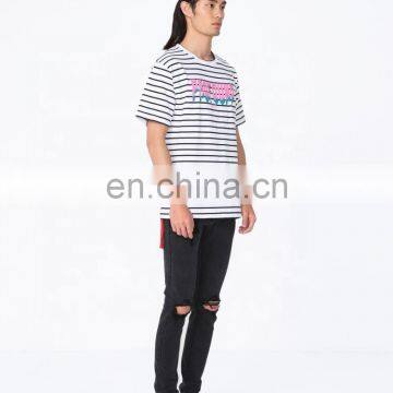 DiZNEW Design Your Own Oversize Mercerized Cotton Short Sleeve Striped t Shirt photo-4