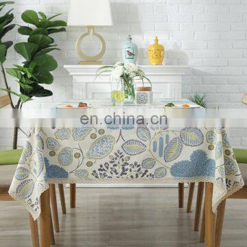 High Quality Table Cloth Blue Vintage Flower Printed Table Cloth Cover Dining Table Cloth photo-5
