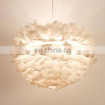 Feather Shade Chandelier Lighting White Indoor Ceiling Hanging Pendant Lights photo-4