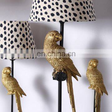 Parrot Shape Gold Bird Animal Statue Decoration Small Resin Vintage American Desk Lamps for Gift photo-5