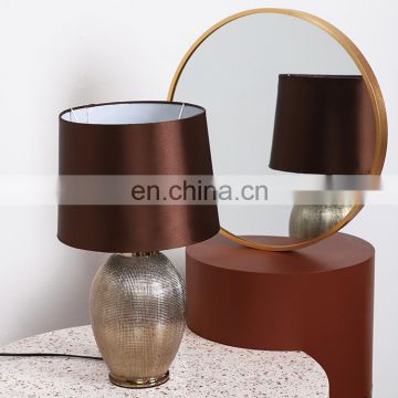 High quality cheap custom logo hotel bedside antique gold porcelain table lamps for wedding decorative