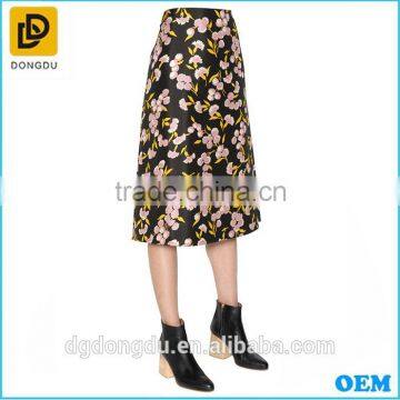 Alibaba dress factory flower printing silk long skirt for young ladies