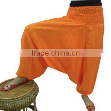 Orange Cotton Harem Pants Boho Gypsy Wide Leg Comfy Ninja Indian Pant Baggy Loose Aladdin Yoga Pants