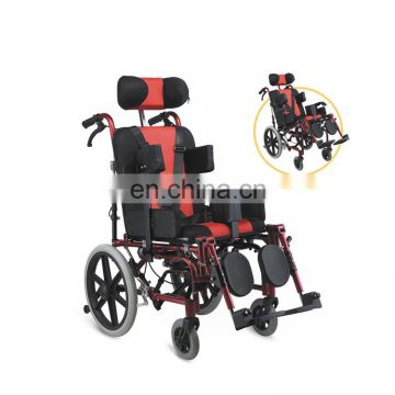 Folding high back reclining children cerebral palsy wheelchair