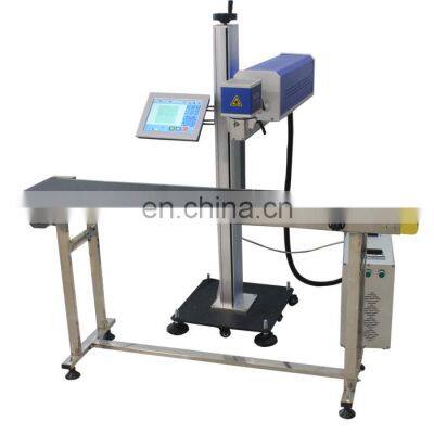 China Popular Fiber Laser Marking Machine, 20w 30w 50w Economic Fiber Laser on Line Flying Marker With Three-year Warranty