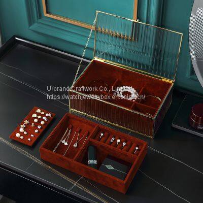 Red Glass Luxury Jewelry Box Net Red Earring Ring Jewelry Hand Jewelry Desktop Finishing Storage Box Display Stand photo-3