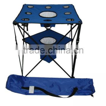 camping folding table with cooler bag and cup holder