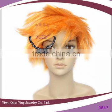 cheap hot sales top quality orange synthetic cosplay boys wig