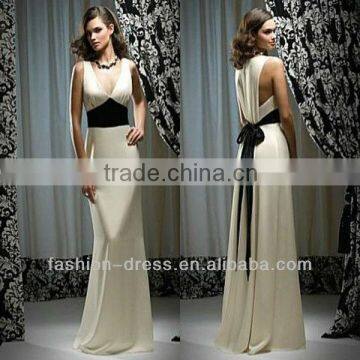 Elegant V-Neck Black Sheath Champagne Satin Evening Dress Formal