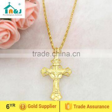 Gold christian cross necklace