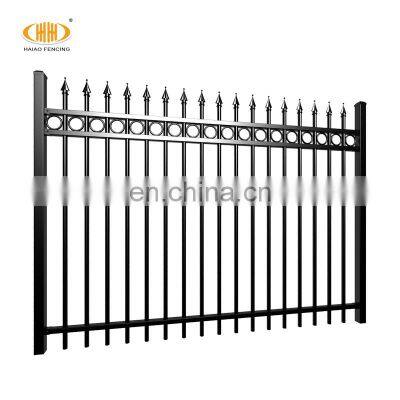 galvanised powder coated black commercial steel fence iron fence panels