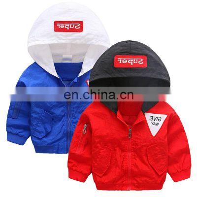 Wholesale coat Tini cloth boys and girls hoodie ZIP stitching color coat boys and girls hip-hop casual sport coat