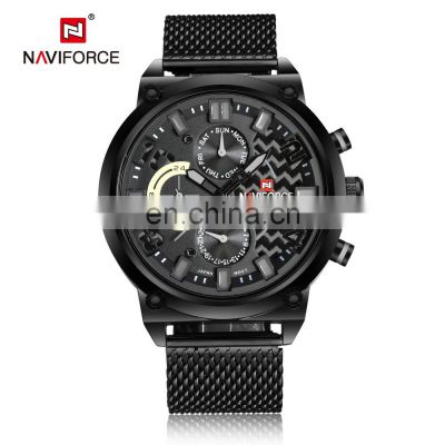 NAVIFORCE 9068 Luxury Brand Full Steel Men Watches Men's Sport Quartz 24 Hour Date Clock Male Military WristWatches