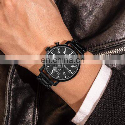 MEGIR 2160 Fashion Leather Stainless Steel Waterproof Chronograph Sport Wrist Watches Quartz Watch Man