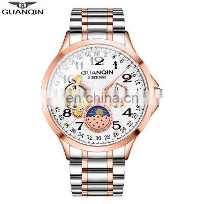 GUANQIN GJ16212 Luxury automatic mechanical moon phase 22 band metal stainless steel old watch brands