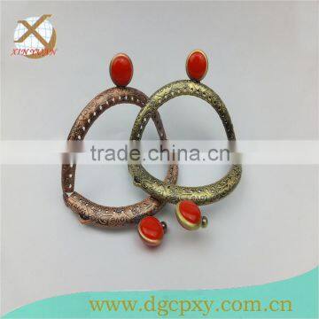 DIY LOVE Flower Print Decoration Antique Brass Sewing Metal Purse Frames Red Kiss Clasp photo-5