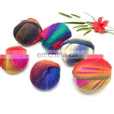 Crocheting Baby Yarn Kit Loop Dyed Color Soft Lanas Para Tejer a Mano Chunky Australia Merino Wool Hand Knitting Yarn Skein