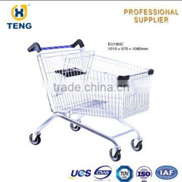 EU style 180L high hardness steel unfolding shoping trolley