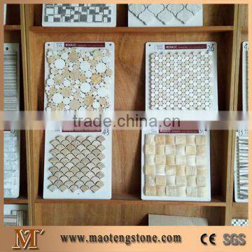 Hexagonal marble mosaic,white marble stone mosaic with back mesh