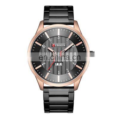 CURREN Top Brand Men's Watch Solid Steel Band Week Calendar Watch Quartz Men's Gold Watch