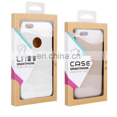 Folding Custom Printed LOGO Box With Window Plastic tray insert Hook Small Gift Kraft Paper Box Mobile Phone Case Packaging Box