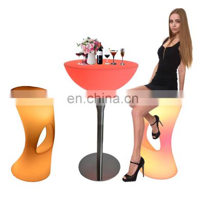 hookah lounge table /High top wireless party LED furniture set and bar lighting furniture led tall bar table and chairs