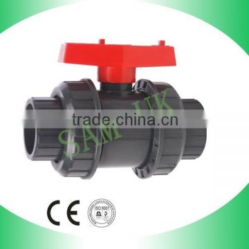 Gray Color PVC Double Union Ball Valve(socket & threaded)