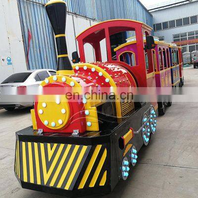 Fun fair tourist kids games trackless road train for sale