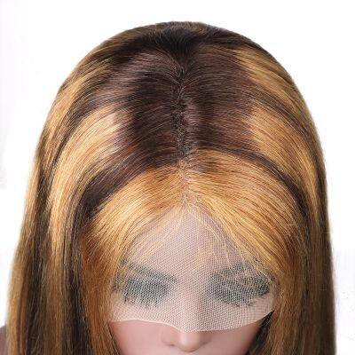Highlight Human Hair Wigs For Women Bone Long Straight Human Hair Wig Highlighted 13x4 Lace Frontal Wig Colored Human Hair Wigs photo-4