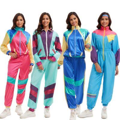 1980s Suit 80s Vintage Sportswear Retro Fashion Tracksuits Costume Disco Outfits for Men and Womens In Europe And America