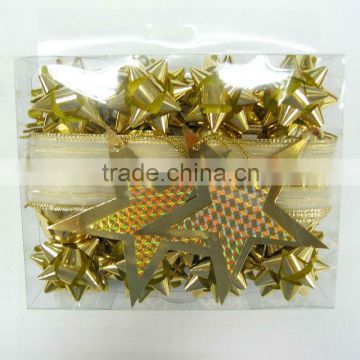 4" Wide Star Solid Gloss Fabric Satin Ribbon Bow, Present Decorative Loops bow