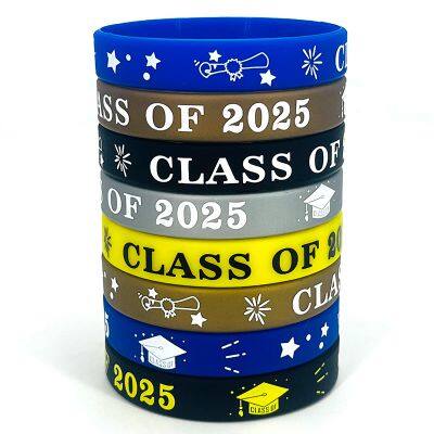 OEM Printed One Color 2025 New Graduation Students Doctoral Cap Commemorative Bracelet in Stock in Seconds Silicone Wristbands photo-1