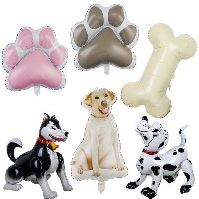 4D Cartoon Puppy Balloons Cute Dog Paws & Dog Bone Balls Kids Toys Pet Dog Birthday Party Decorations Supplies Air Globos