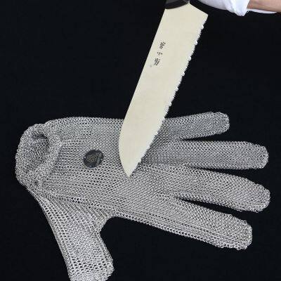 Slaughter 316L Steel Gloves for Butcher Cut Resistant Five Finger Spring Strap