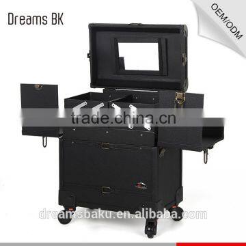 China OEM trolley makeup artist case with rolling wheels