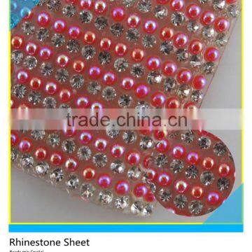 24*40 cm Siam Beads Mix Crystal Rhinestone Clear Glue Mesh Sheets Wholesale